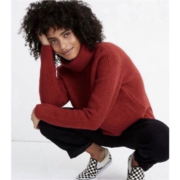 Madewell Mercer wool blend turtleneck sweater brick red - Picture 1 of 5